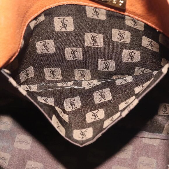 SAINT LAURENT Shoulder Bag Leather Brown Gold Auth SW1562 - Picture 13 of 16